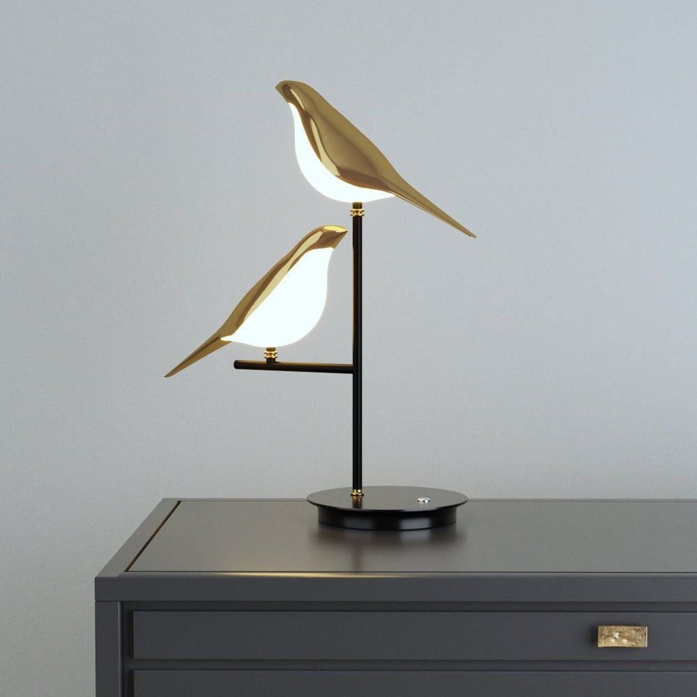 Table Lamp LED Gold Metal Bird Decorative Desk Light