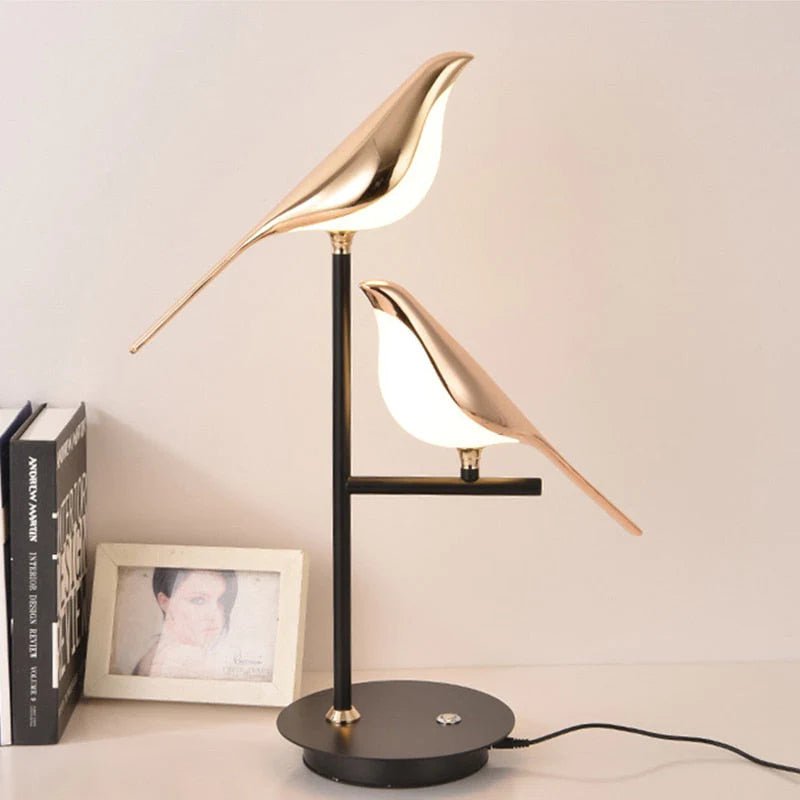 Table Lamp LED Gold Metal Bird Decorative Desk Light