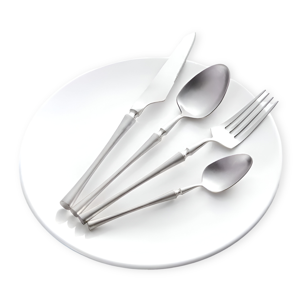 Flatware Set Black Stainless Steel with Gold Accents 4 or 16 Pieces